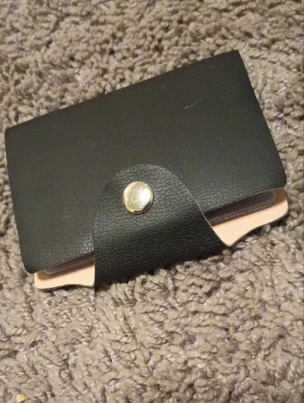 Men's Black Leather Snap Wallet Card Holder